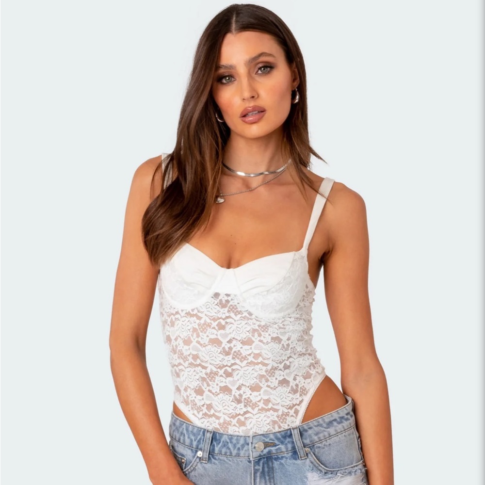 Edikted White Lace Top
